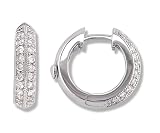 1/2 Carat Diamond Hoop Earrings in White Gold (with Safety Lock)