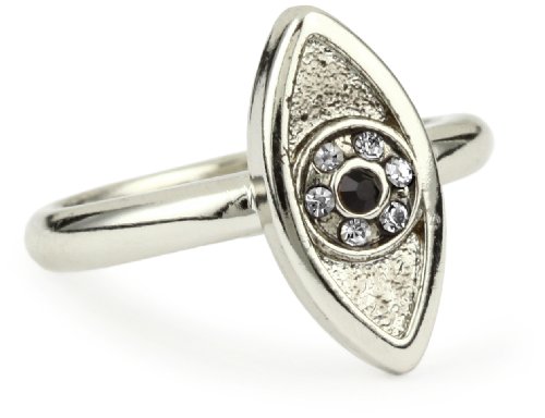 House of Harlow 1960 Silver Plated Evil Eye Ring, Size 7