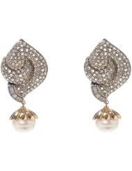 18kt Yellow Gold Diamond Pave Drop Earrings Fashion Jewelry