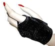 Velvet Fingerless Mitt Gloves, Black Only