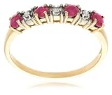 10k Yellow Gold Ruby and Diamond Ring (.015 cttw, I-J Color, I3 Clarity)