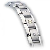 Titanium and 14K Yellow Gold, Men's Diamond Accent Bracelet