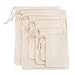 CoZroom Cotton Muslin Bag Tote Natural Color Reusable Durable for Grocery Shopping Craft DIY Promo Set of Six