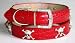 Dog Collar and Leash Set - 14-inch Swarovski Crystal Skull Dog Collars  leash set (red)