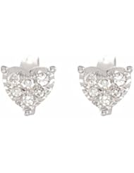 14K White Gold Diamond Heart Earrings - 0.16 Ct. -- LIFETIME WARRANTY