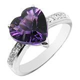 3.5ct Genuine Natural Amethyst and Diamond 10k White Gold Ring(Last One)