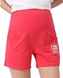【TPGROWIN】 マタニティウェア パンツ 妊婦服 ズボン ボトムス ウエストゴム ストレッチ ショートパンツ カジュアル 全3色 (L, レッド)