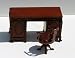 Dollhouse Mahogany Handcarved Desk & Leather Chair Set