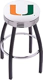 University of Miami Steel Stool with 2.5'' Ribbed Ring Logo Seat and L8BC3C Base