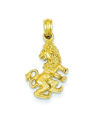 14K Yellow Gold 3D Leo Charm Zodiac Lion Pendant