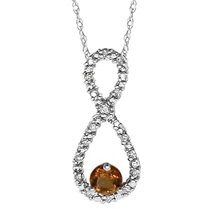 10k White Gold Diamond and Citrine Infinity Pendant (1 10 cttw, I-J Color, I3... by Amazon.com Collection