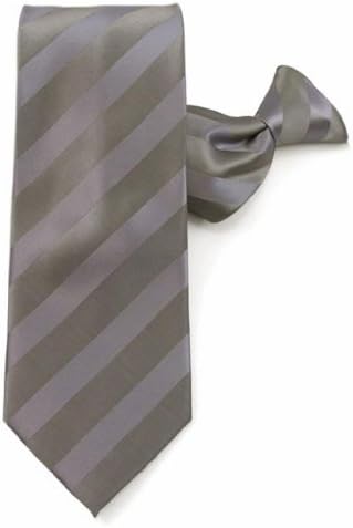 Absolute Stores Boys Gray Solid Color Tonal Stripe Clip On Ties