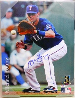 MICHAEL YOUNG SIGNED TEXAS RANGERS 14x18 CANVAS PSA/DNA - Autographed MLB Art