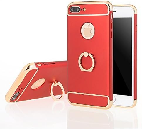 VANCKE iPhone 7 plus Case, 3 in 1 Combo Ultra Thin Hard Protective Luxury Case Cover with 360 Degree Rotating Ring Kickstand for iPhone7 plus(Red)