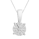 Sterling Silver and 14K White Gold Diamond Pendant Necklace (1/10 cttw, H-I Color, I2-I3 Clarity), 18"