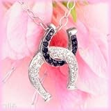 14K Black & White Diamond Double Horseshoe Pendant