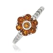 0.50ct tw Natural White Diamond (SI-Clarity GH-Color) with Citrine Round Stones in 14K White Gold.