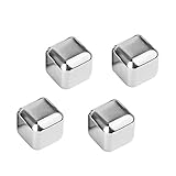 Stainless Steel Whiskey Ice Cubes, iRainy Chilling Rocks Stones Reusable for Cooling Wine Drinks Beverage (Set of 4 )