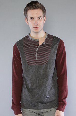 Freshjive The Blinders Thermal Henley in Charcoal,Tops for Men, Medium,Charcoal