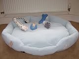 X-Large Blue cordory Dog Bed, Pet Pack, XL Bed & 4 Toys