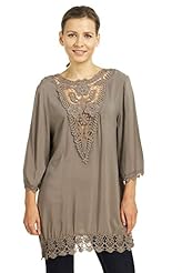 3/4 Sleeves Dolman Cotton/Rayon Scoop Neck Tunic 