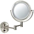 Jerdon HL65ND 8-Inch Lighted Wall Mirror, 5X Magnification, Hard-Wire Only, Nickel Finish
