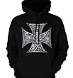 Iron Cross Skulls Mens Sweatshirt, Hardcore Chopper Biker Mens Pullover Hoodie