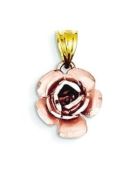 14K Rose Gold Rose Charm Pendant Flower Jewelry