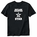 T-SHIRT BLACK " OUTLAW COUNTRY STAR " Medium