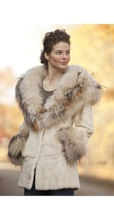 Women's Phoenix Sheared Mink Fur Coat with Raccoon Fur Trim