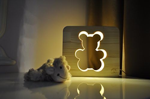 Nightlights for children Bear.Table lamps for bedrooms. Bedroom baby night light. Modern nightlight bedside lighting. Nursery projector light kids gift (Pine)