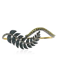 Multi Color Diamond Leaf Palm 18kt Gold Bracelet Silver Designer Jewelry