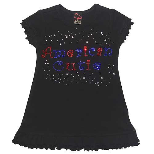 3pearslkids Black Patriotic Girls Short sleeve Dress 6M