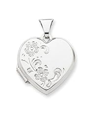 14k Gold White Gold Polished Heart-Shaped Floral Locket
