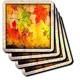 Autumn Leaves Grunge - Set Of 4 Ceramic Tile Coasters