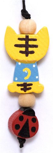 Imagen 4 de colgante de móvil de madera con forma de gatito amarillo