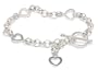 Sterling Silver Novelty Heart Bracelet, 7.5"