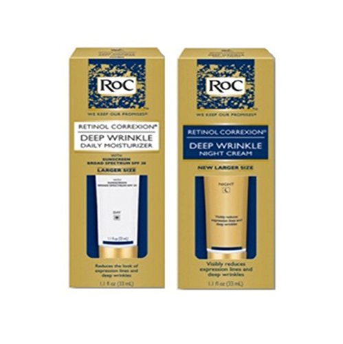 Roc Retinol Correxion Deep Wrinkle Night Cream, and Daily Moisturizer Spf 30 1.1 Fluid Ounces Each Box (Combo Pack)