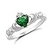 Kriskate & Co. Irish Claddagh Ring .925 Sterling Silver with Simulated Emerald Heart Promise Ring