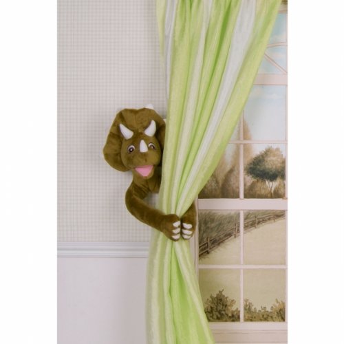 Curtain Critters Plush Triceratops Dinosaur Curtain Tieback, Car Seat, Stroller, Crib Toy