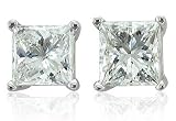 14k White Gold Princess Cut Diamond Stud Earrings (GH, I1-I2, 0.50 carat)