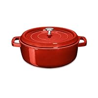 Staub Cherry Enameled Cast Iron Wide Round Oven, 4 Quart