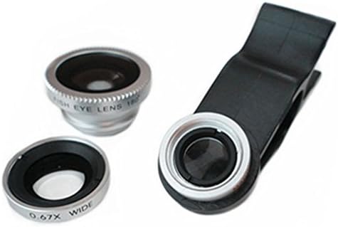 Caiji Clip On Phone Camera Lens Kit， Fisheye Lens + Wide Angle Lens + Macro Zoom Lens - Works with Any Smartphone or Tablet Black Clip On Phone Camera Lens Kit， Fisheye Lens + Wide Angle Lens + Macro Zoom Lens - Works with Any Smartphone or Tablet Silver