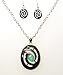 Glitter Green Crystal Set Swirl Drop Earrings and Pendant On a 20