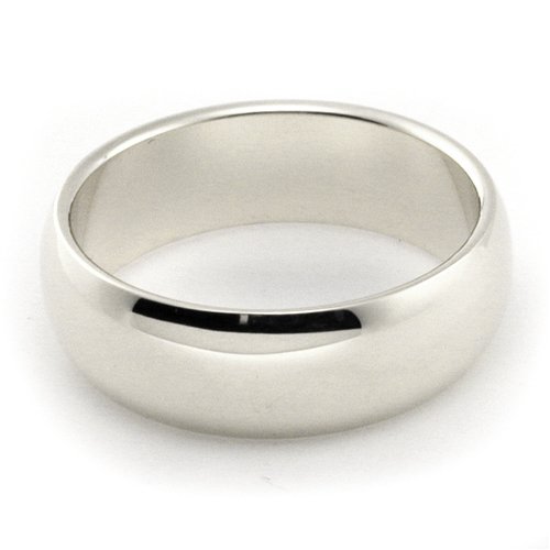 14K White Gold Wedding Bands 6mm half round