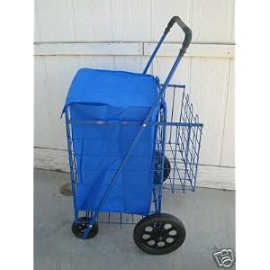 FOLDABLE SHOPPING CART WITH small DOUBLE BASKETand Matching Liner - (BLUE) Cart Size:... by perfectbuyz