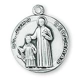 Sterling Silver Saint John Berchman Medal and 18-inch Chain