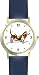 Basset Hound Dog - WATCHBUDDY DELUXE TWO-TONE THEME WATCH - Arabic Numbers - Blue Leather Strap-Women's Size-Small