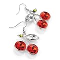 Cherry Drop Pierced Fashion Earrings Silver & Red