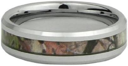 Unisex Camo Hunting Tan/Brown/Green Camouflage 7mm Tungsten Wedding Band Ring